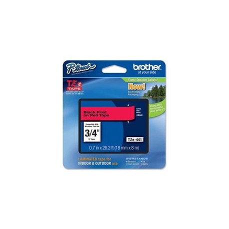 NASTRO BROTHER TZE-441 18MMx8MT NERO/ROSSO