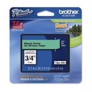 NASTRO BROTHER TZe741 18MMx8MT NERO/VERDE