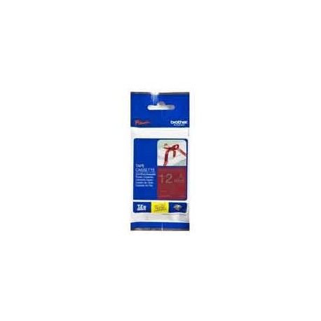 Brother Nastro TZERW34 in tessuto da 12 mm Oro su Rosso (4m)