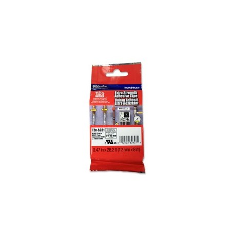 NASTRO BROTHER TZe S231 12MMx8MT NERO/BIANCO LAMINATO CON ADESIVO RESISTENTE