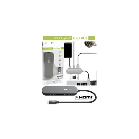 Emtec HUB 6-in-1 Multimedia Type-C T650C