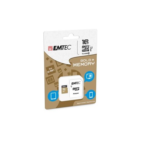 MICRO SDHC EMTEC 16GB CLASS 10 GOLD PLUS CON ADATTATORE
