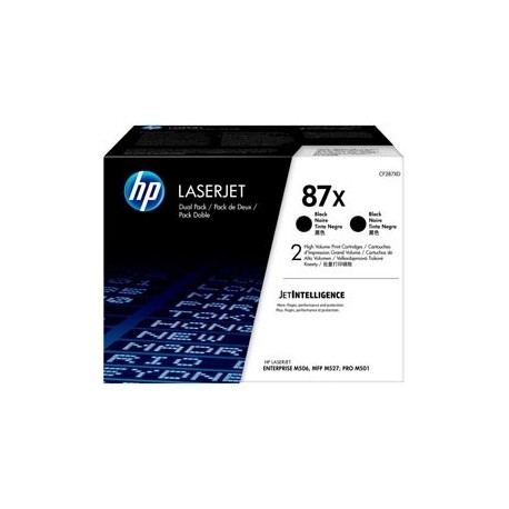 CONFEZIONE DA 2 CARTUCCE TONER NERO ALTA CAPACITA' HP87X