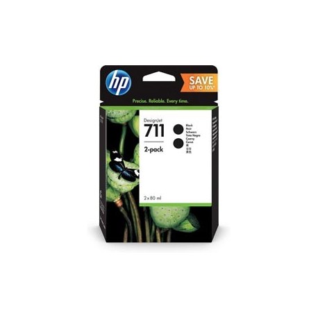 SCATOLA 2 CARTUCCE D'INCHIOSTRO NERO HP 711 DA 80ML