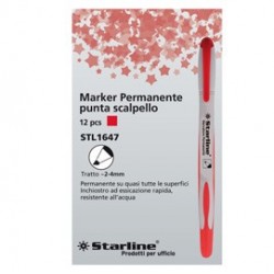 Marcatore permanente punta scalpello 2-4mm rosso Starline