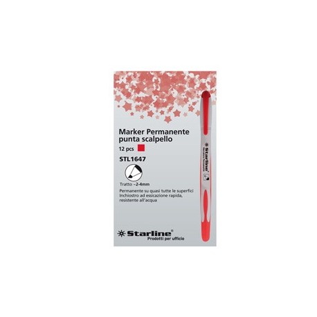 Marcatore permanente punta scalpello 2-4mm rosso Starline