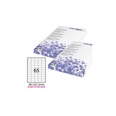 Etichetta adesiva bianca 100fg A4 38,1x21,2mm (65et/fg) angoli tondi STARLINE