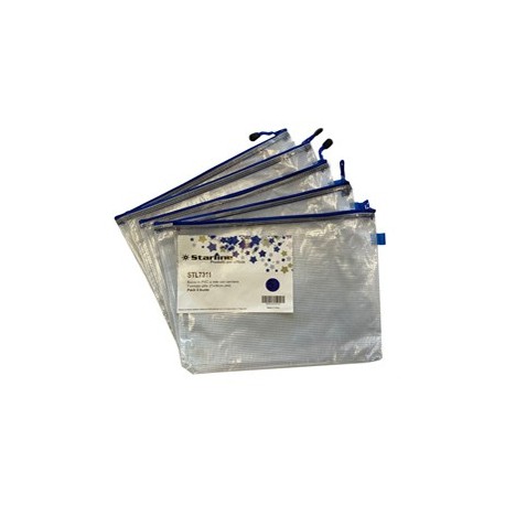 Busta in PVC a rete A4-27x36cm con cerniera blu