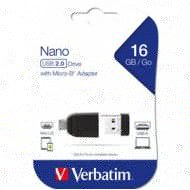 MEMORIA USB2.0 16GB STORE 'N' STAY NANO + OTG MICRO USB ADAPTER