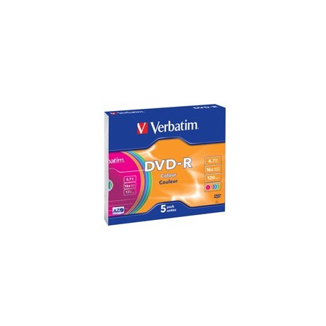 SCATOLA 5 DVD-R SLIM CASE 16X 4.7GB 120MIN. SERIGRAFATO COLORATO