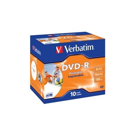 SCATOLA 10 DVD-R J.CASE 16X 4.7GB 120MIN. WIDE PHOTO STAMP INK-JET