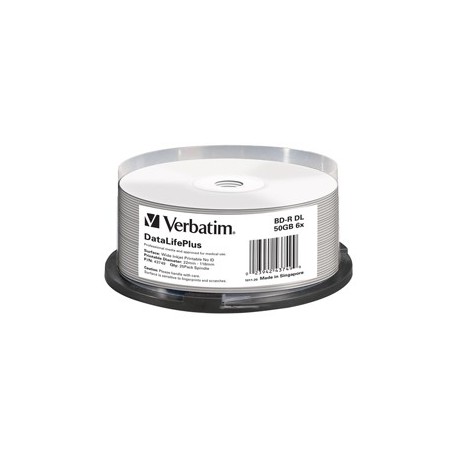 SCATOLA 25 BLU-RAY BD-R 50GB 6X STAMPABILE IN SPINDLE