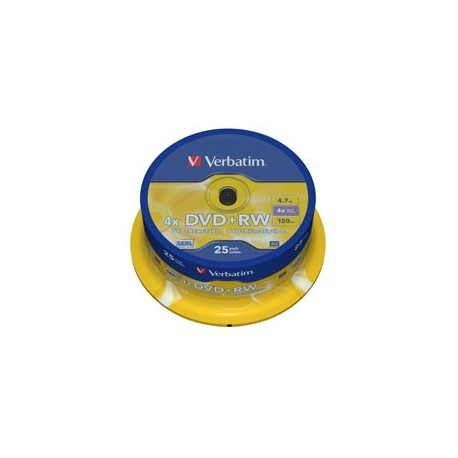SCATOLA 25 DVD+RW SPINDLE 4X 4.7GB 120MIN. SERIGRAFATO