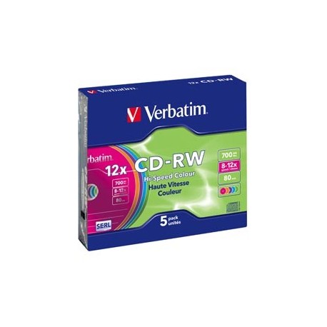 SCATOLA 5 CD-RW DATALIFEPLUS SLIM CASE 8X-10X 700MB SERIGRAFATO COLORATO